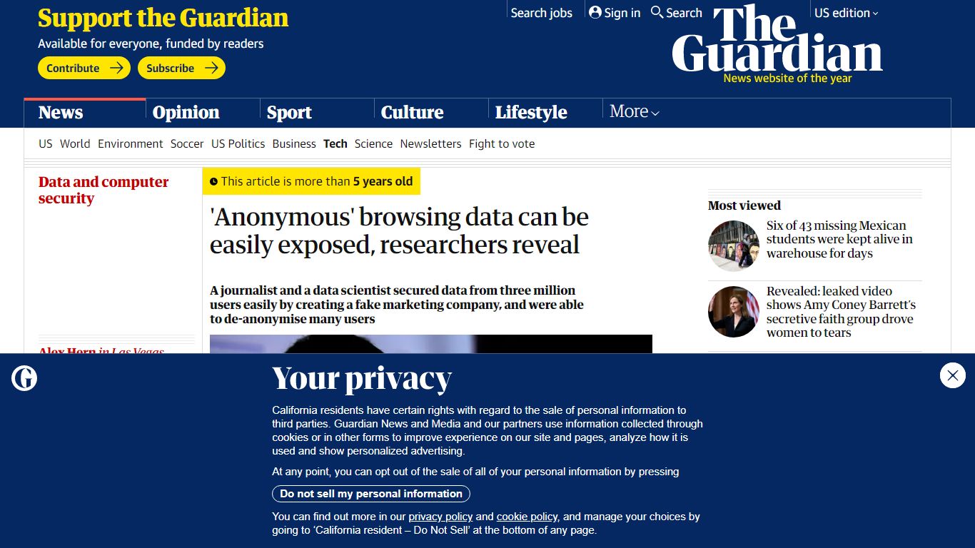 'Anonymous' browsing data can be easily exposed, researchers reveal ...